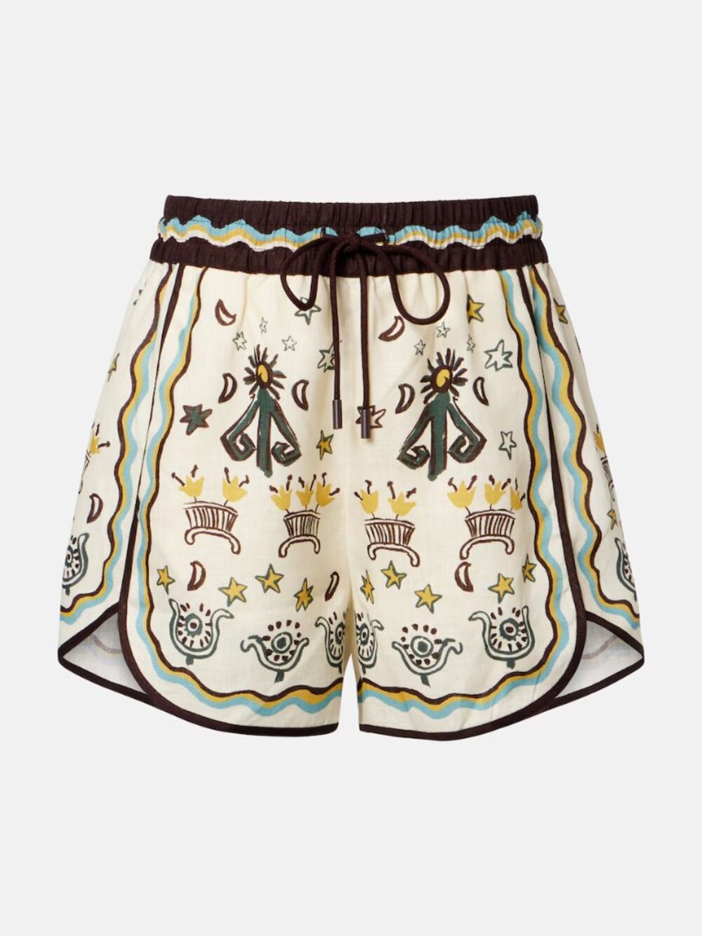 Alemais Sun Dancer printed linen shorts US 4